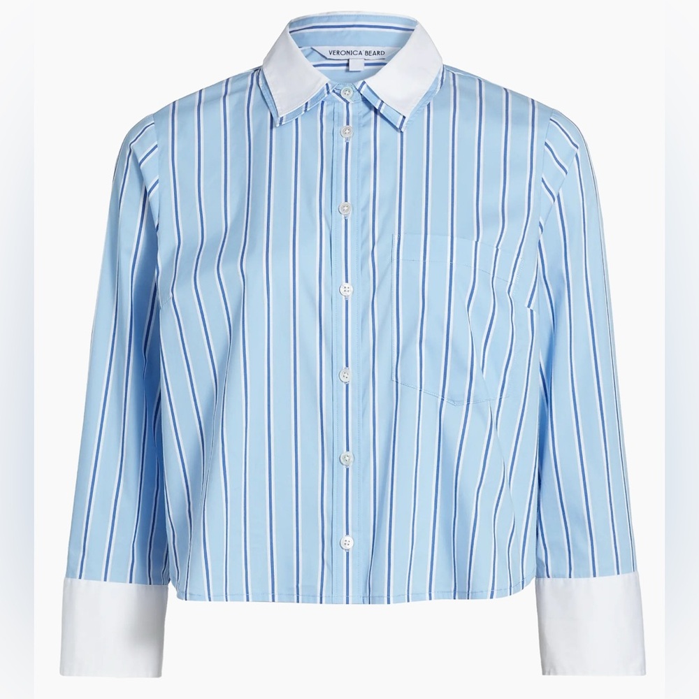 Veronica Beard Light Blue Striped Shirt